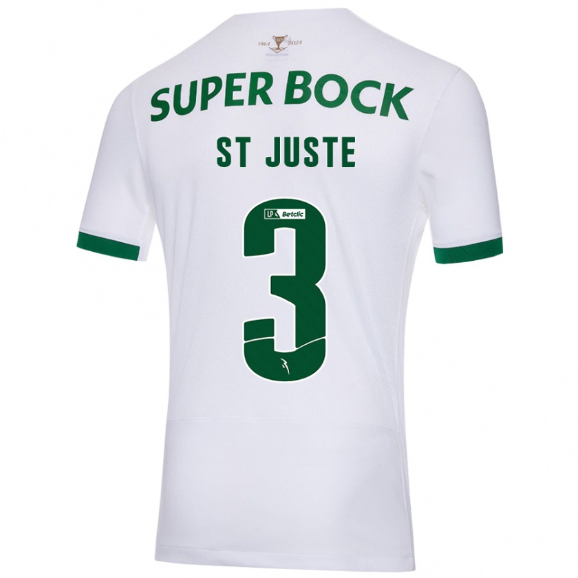 Kandiny Bambino Maglia Jerry St. Juste #3 Bianco Verde Kit Gara Away 2024/25 Maglietta