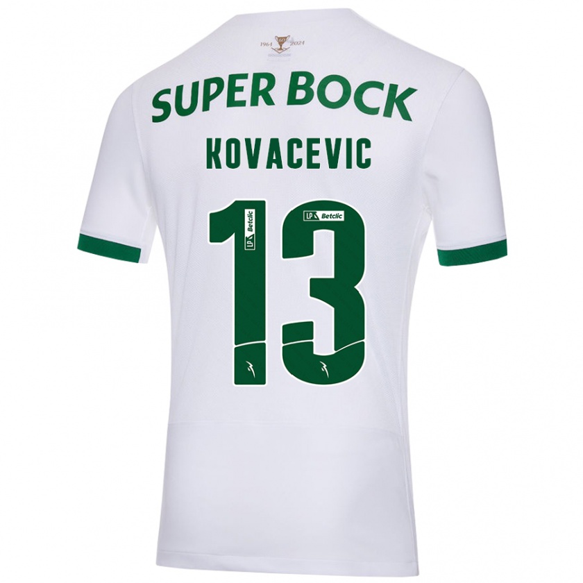 Kandiny Niño Camiseta Vladan Kovacevic #13 Blanco Verde 2ª Equipación 2024/25 La Camisa