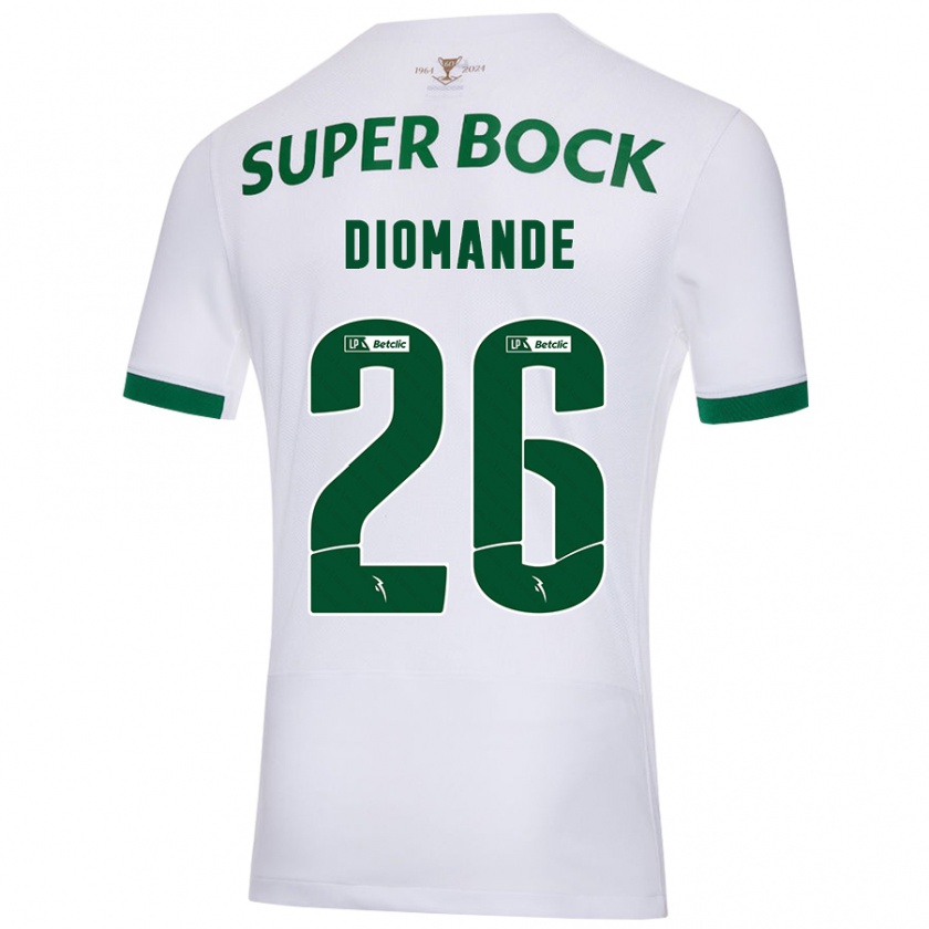 Kandiny Bambino Maglia Ousmane Diomande #26 Bianco Verde Kit Gara Away 2024/25 Maglietta