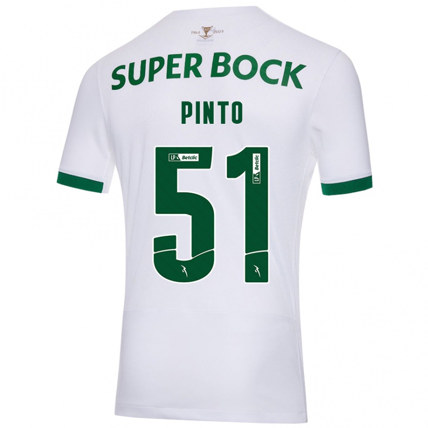 Kandiny Kinderen Diogo Pinto #51 Wit Groen Uitshirt Uittenue 2024/25 T-Shirt