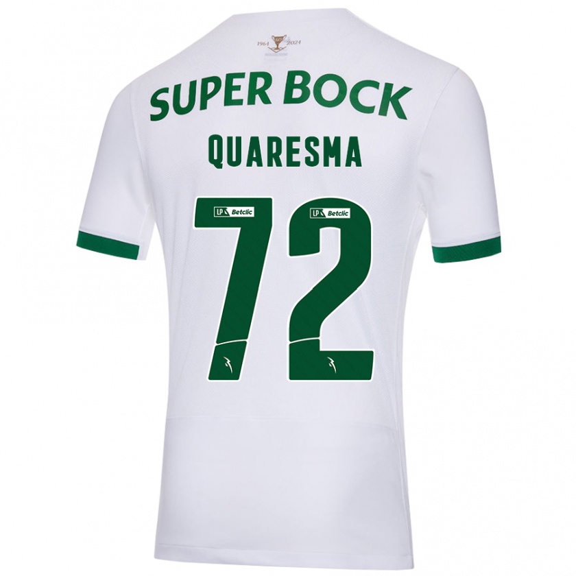 Kandiny Bambino Maglia Eduardo Quaresma #72 Bianco Verde Kit Gara Away 2024/25 Maglietta