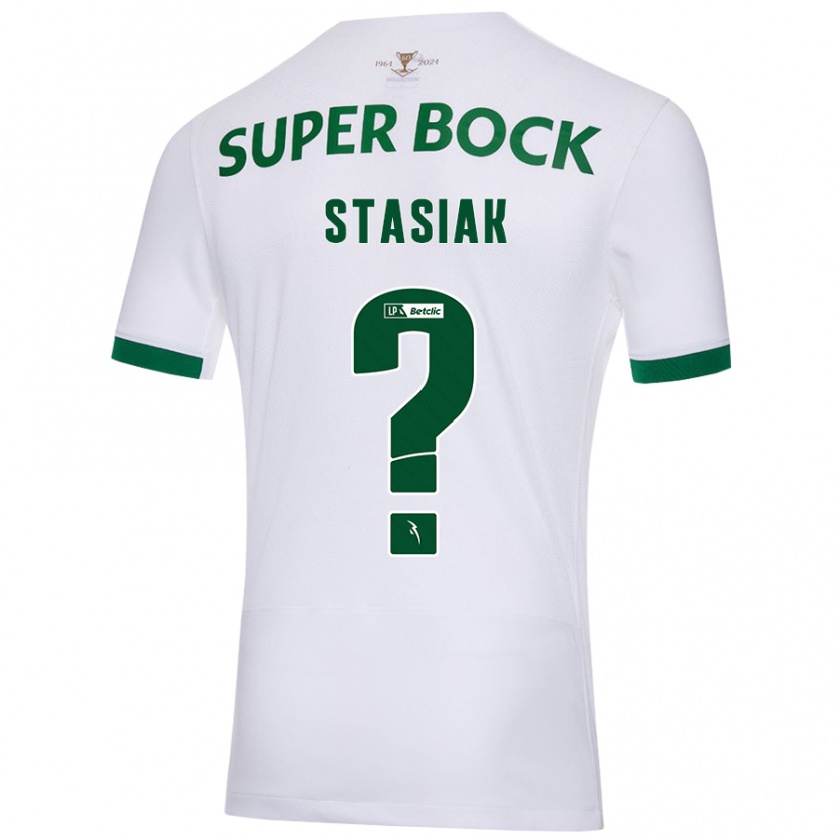 Kandiny Niño Camiseta Jakub Stasiak #0 Blanco Verde 2ª Equipación 2024/25 La Camisa