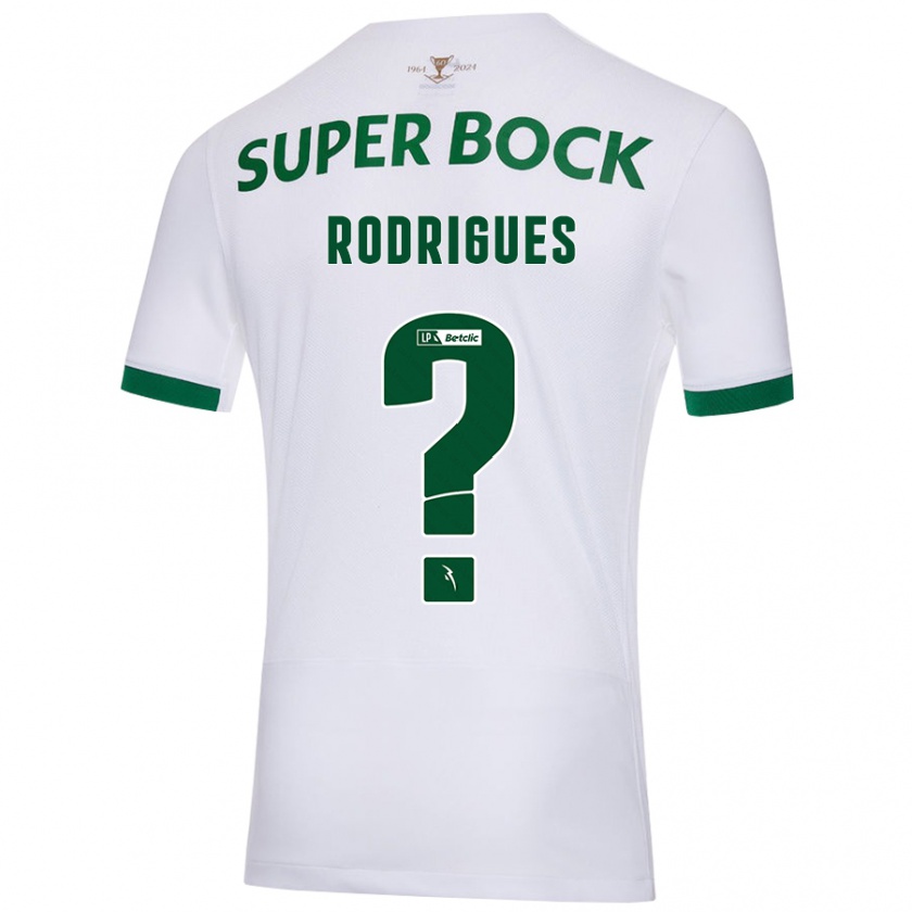 Kandiny Bambino Maglia João Rodrigues #0 Bianco Verde Kit Gara Away 2024/25 Maglietta