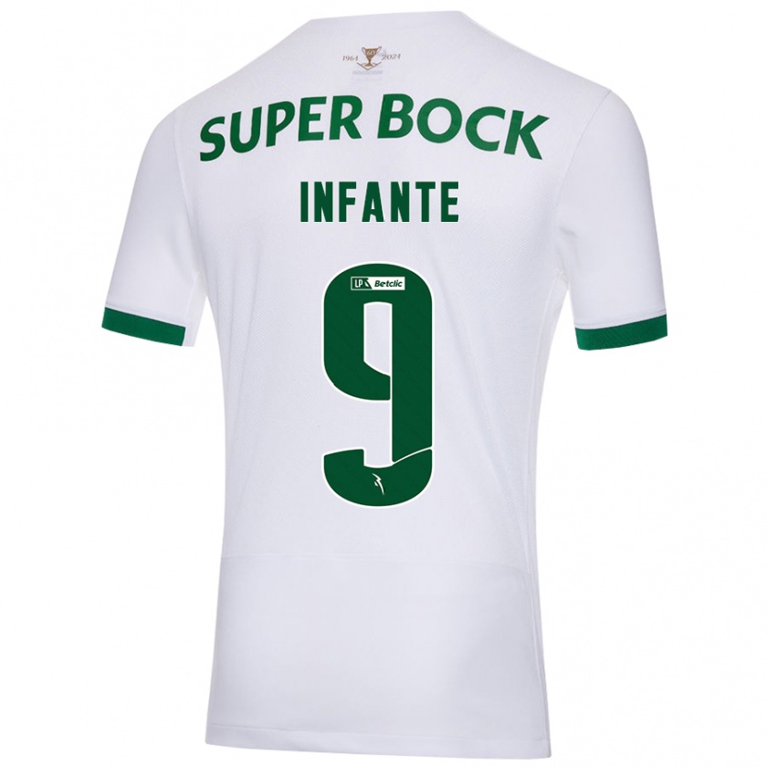 Kandiny Niño Camiseta João Infante #9 Blanco Verde 2ª Equipación 2024/25 La Camisa