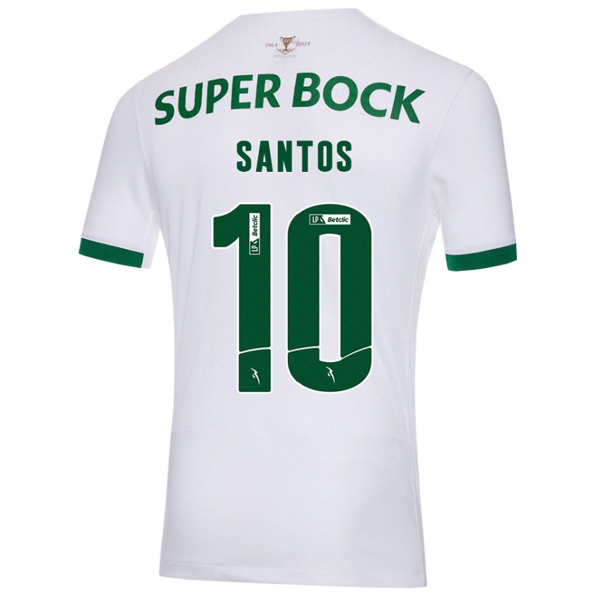 Kandiny Kinderen Guilherme Santos #10 Wit Groen Uitshirt Uittenue 2024/25 T-Shirt