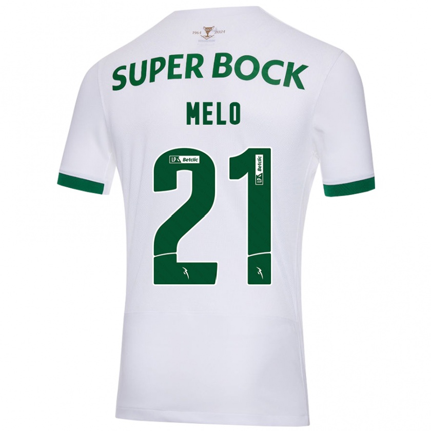 Kandiny Bambino Maglia Gabriel Melo #21 Bianco Verde Kit Gara Away 2024/25 Maglietta