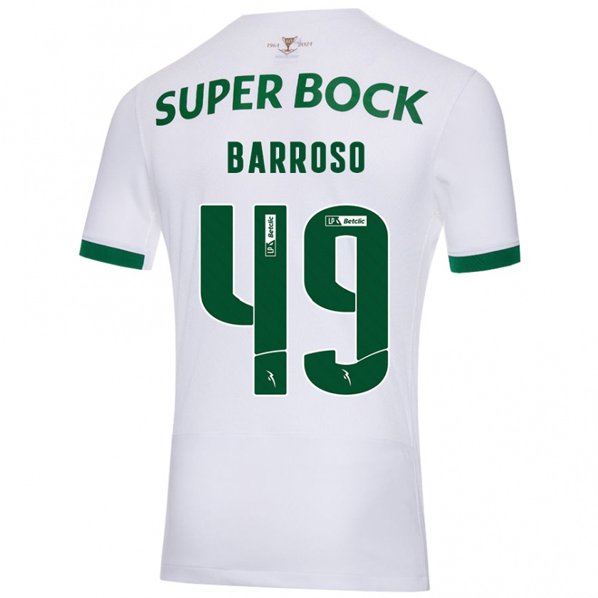 Kandiny Bambino Maglia Leonardo Barroso #49 Bianco Verde Kit Gara Away 2024/25 Maglietta