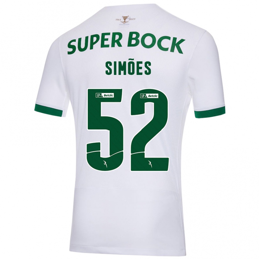 Kandiny Bambino Maglia João Simões #52 Bianco Verde Kit Gara Away 2024/25 Maglietta