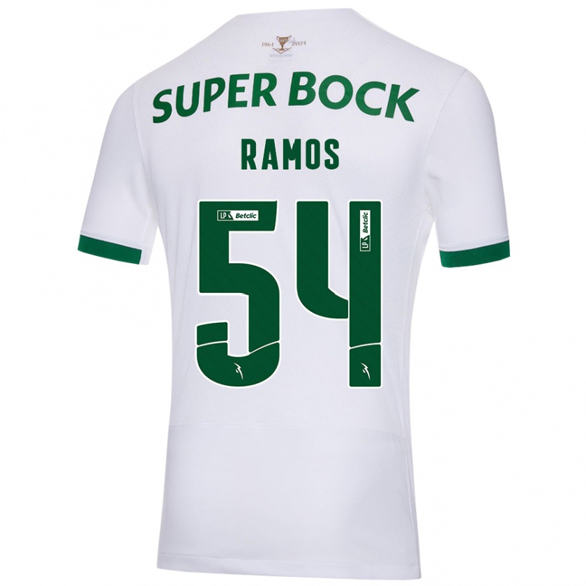 Kandiny Bambino Maglia Bruno Ramos #54 Bianco Verde Kit Gara Away 2024/25 Maglietta