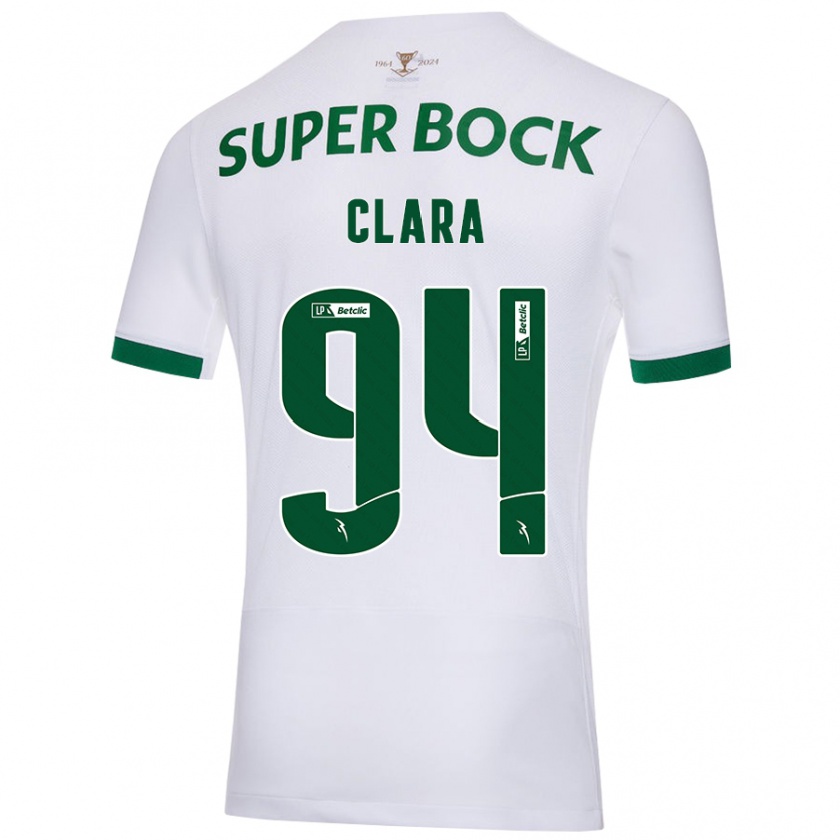 Kandiny Niño Camiseta Diogo Clara #94 Blanco Verde 2ª Equipación 2024/25 La Camisa