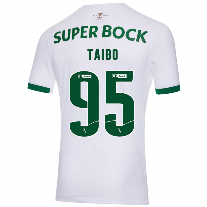 Kandiny Bambino Maglia Lucas Taibo #95 Bianco Verde Kit Gara Away 2024/25 Maglietta