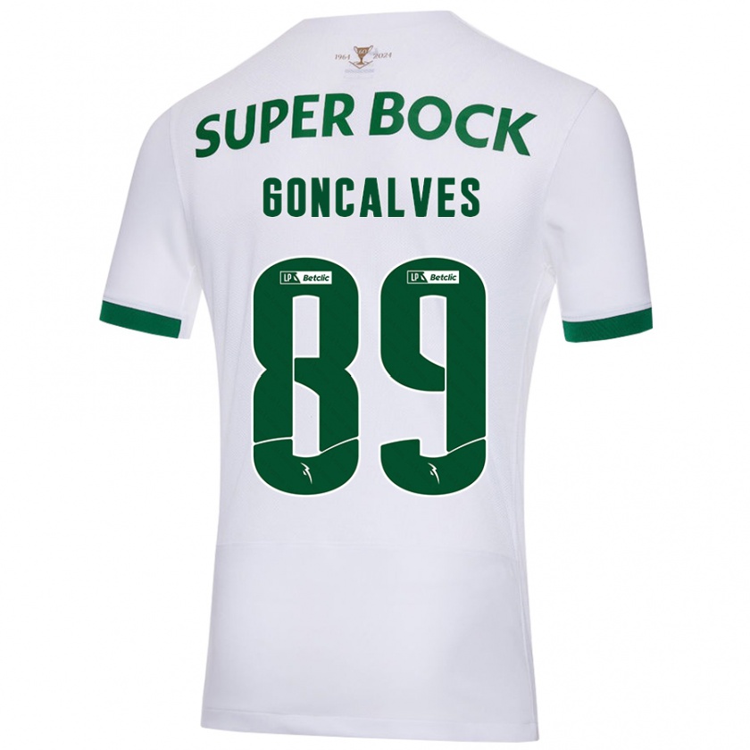 Kandiny Niño Camiseta André Gonçalves #89 Blanco Verde 2ª Equipación 2024/25 La Camisa