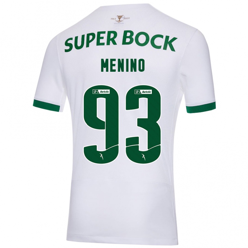 Kandiny Bambino Maglia Miguel Menino #93 Bianco Verde Kit Gara Away 2024/25 Maglietta