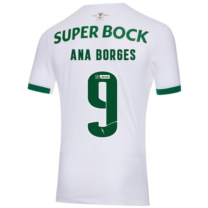 Kandiny Kinderen Ana Catarina Marques Borges #9 Wit Groen Uitshirt Uittenue 2024/25 T-Shirt