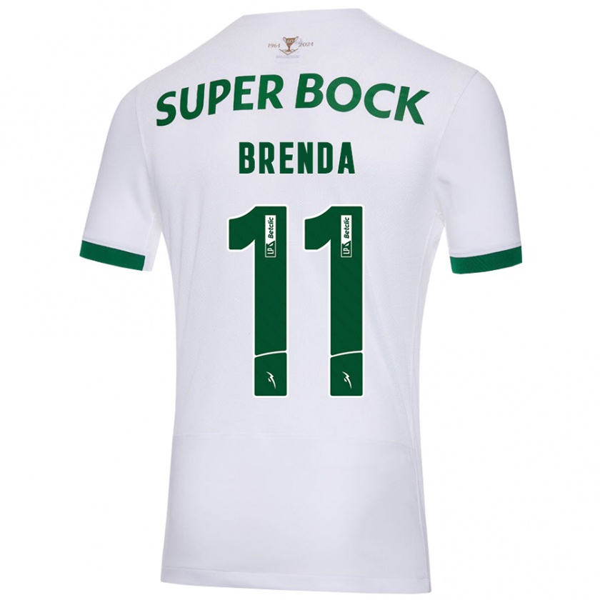 Kandiny Niño Camiseta Brenda Pérez Soler #11 Blanco Verde 2ª Equipación 2024/25 La Camisa