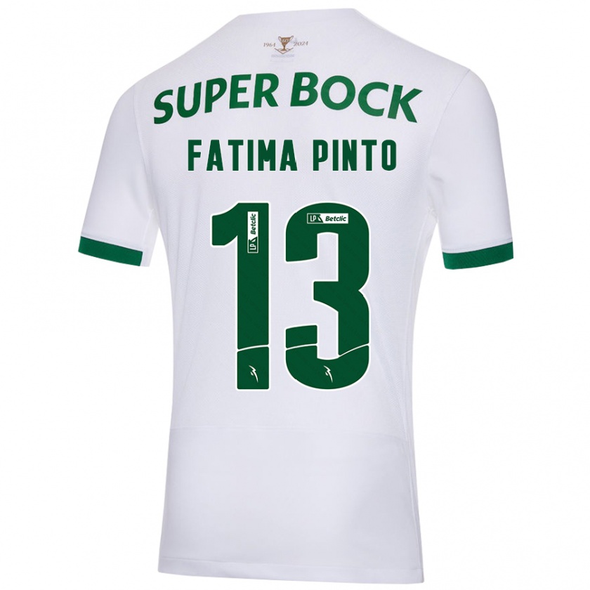 Kandiny Kinderen Fátima Alexandra Figueira Pinto #13 Wit Groen Uitshirt Uittenue 2024/25 T-Shirt