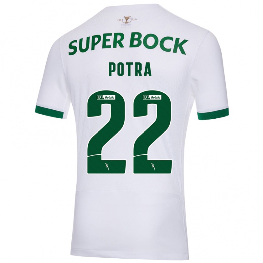 Kandiny Bambino Maglia Catarina Sofia Branco Potra #22 Bianco Verde Kit Gara Away 2024/25 Maglietta