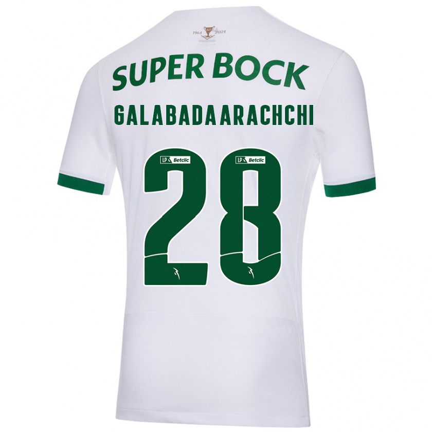 Kandiny Bambino Maglia Jacinta Galabadaarachchi #28 Bianco Verde Kit Gara Away 2024/25 Maglietta