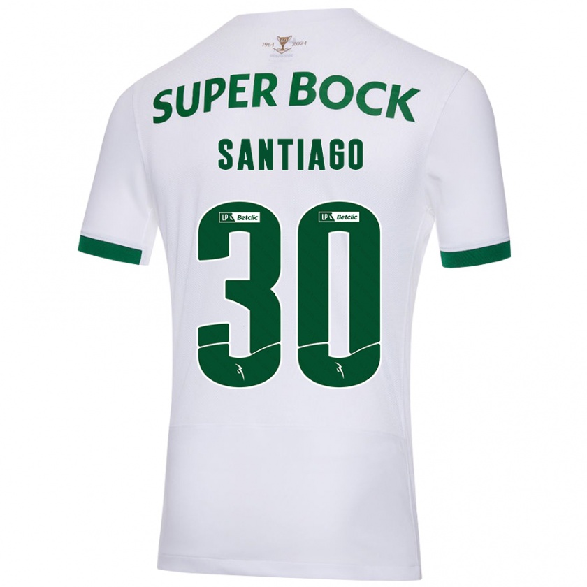 Kandiny Bambino Maglia Carolina Santiago #30 Bianco Verde Kit Gara Away 2024/25 Maglietta