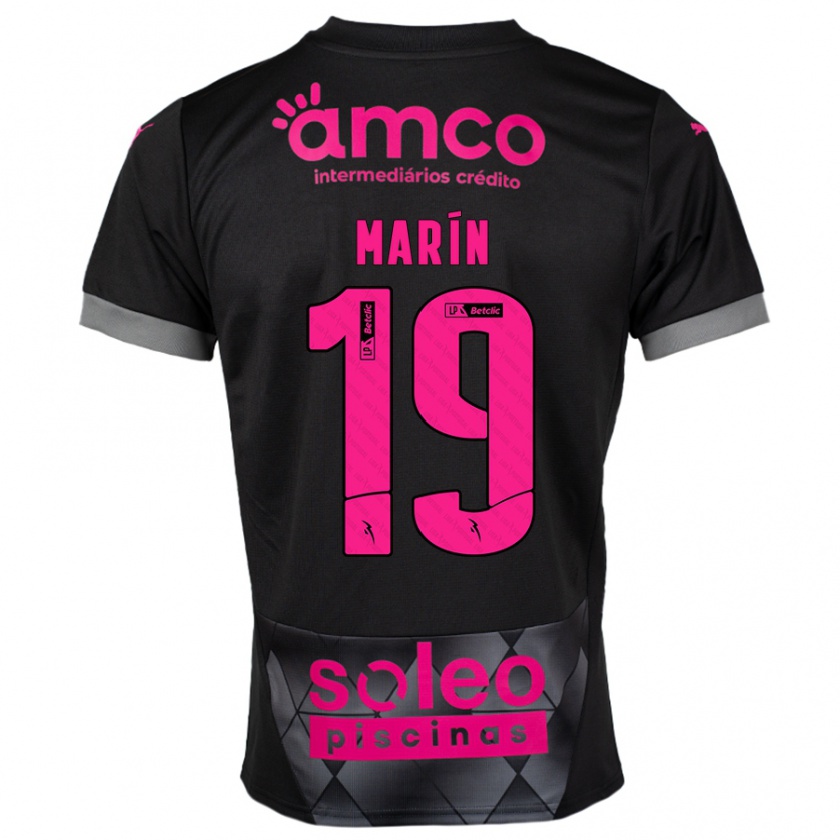 Kandiny Criança Camisola Adrián Marín #19 Preto Rosa Alternativa 2024/25 Camisa Brasil