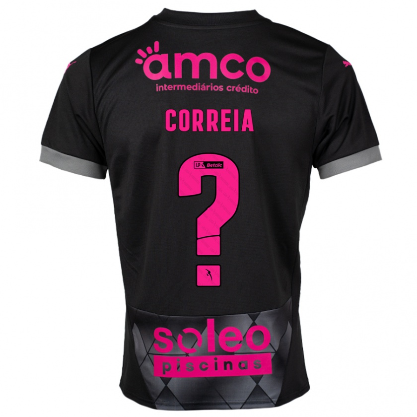 Kandiny Criança Camisola Nuno Correia #0 Preto Rosa Alternativa 2024/25 Camisa Brasil