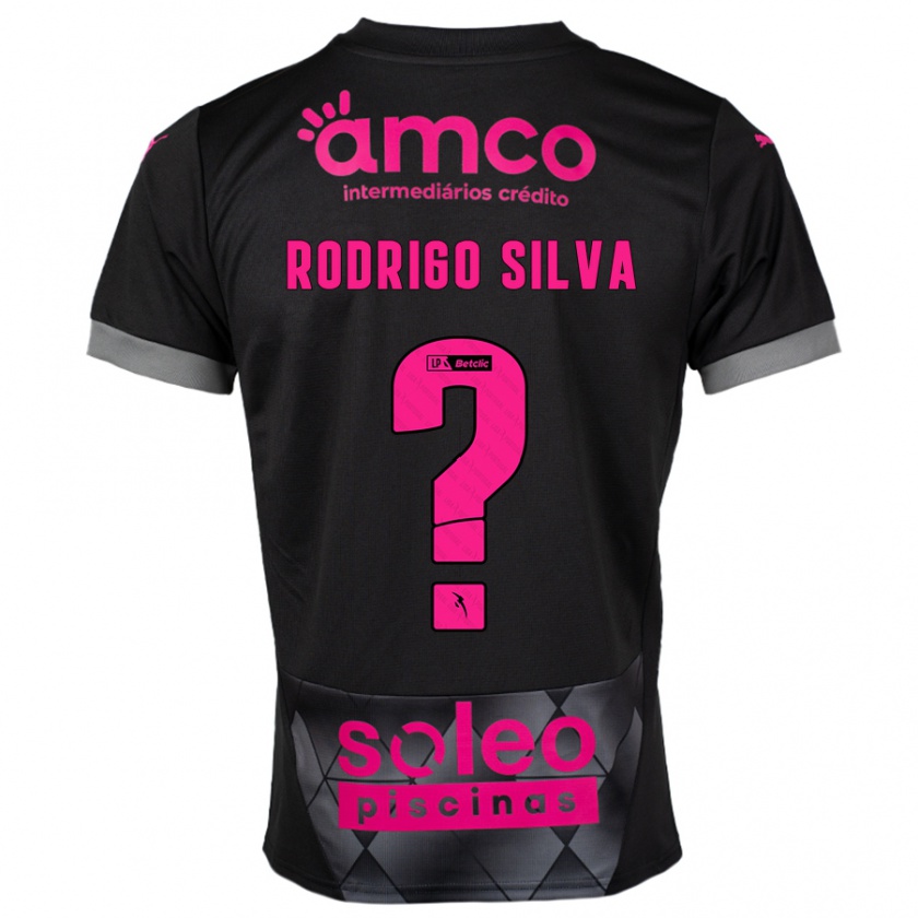 Kandiny Kinderen Rodrigo Silva #0 Zwart Roze Uitshirt Uittenue 2024/25 T-Shirt