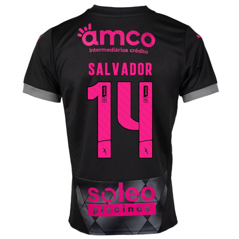 Kandiny Criança Camisola João Salvador #14 Preto Rosa Alternativa 2024/25 Camisa Brasil