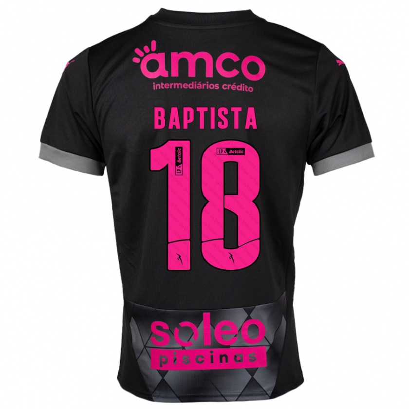 Kandiny Kinderen Tiago Baptista #18 Zwart Roze Uitshirt Uittenue 2024/25 T-Shirt België