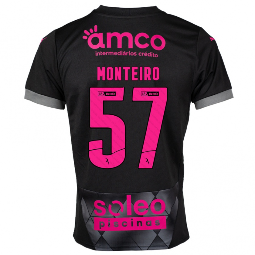 Kandiny Kinderen Jordan Monteiro #57 Zwart Roze Uitshirt Uittenue 2024/25 T-Shirt