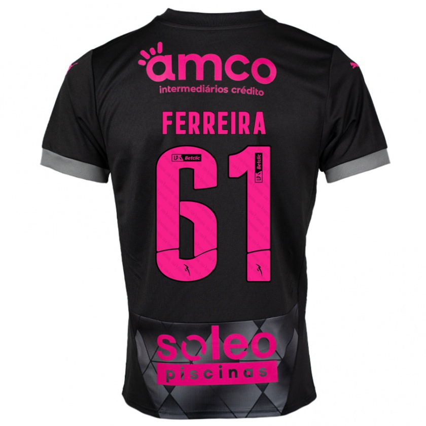 Kandiny Kinderen Tiago Ferreira #61 Zwart Roze Uitshirt Uittenue 2024/25 T-Shirt België