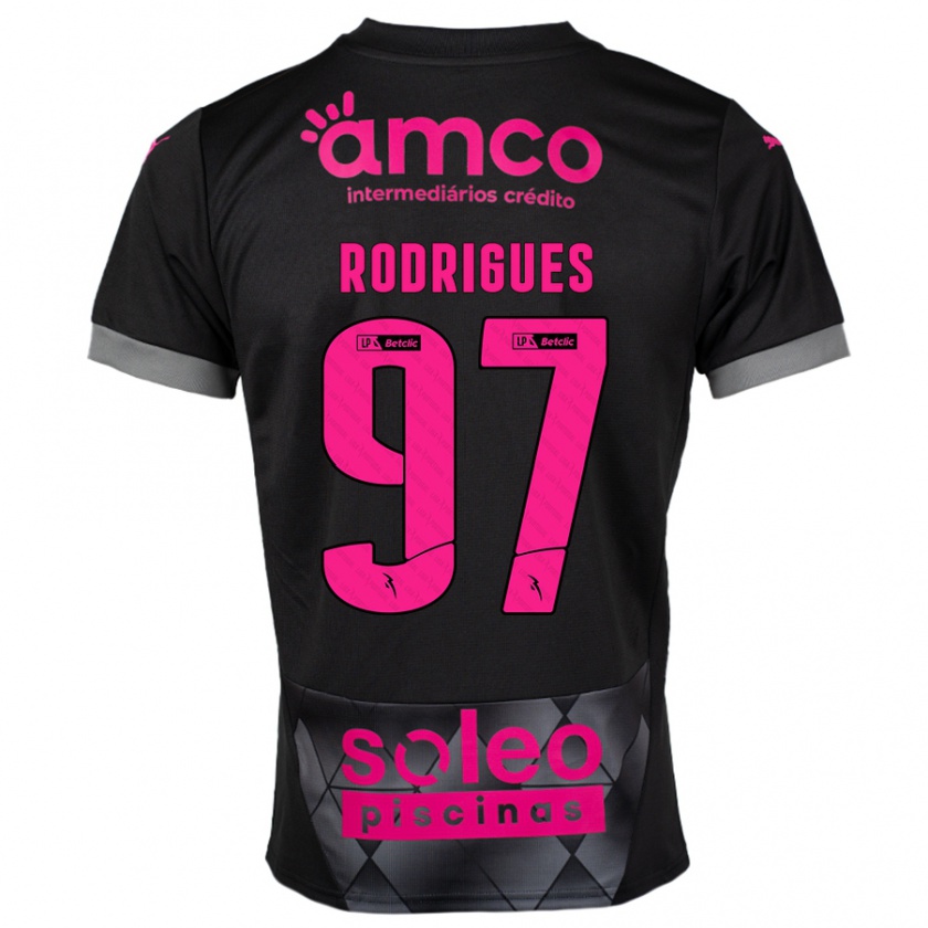 Kandiny Kinderen Dinis Rodrigues #97 Zwart Roze Uitshirt Uittenue 2024/25 T-Shirt