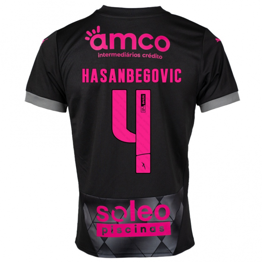 Kandiny Niño Camiseta Melisa Hasanbegović #4 Negro Rosa 2ª Equipación 2024/25 La Camisa México