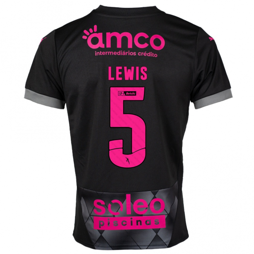 Kandiny Niño Camiseta Leah Lewis #5 Negro Rosa 2ª Equipación 2024/25 La Camisa México