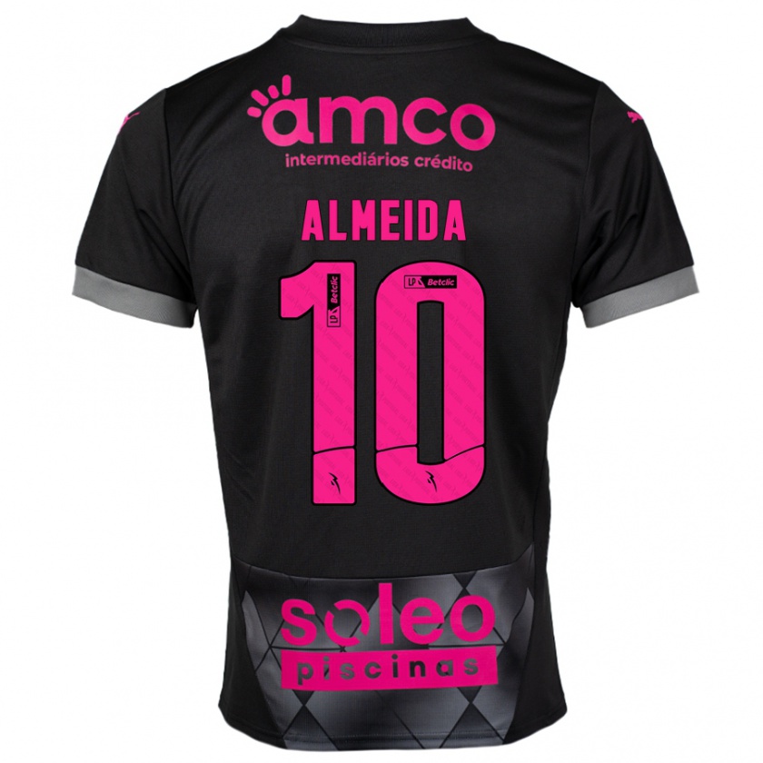 Kandiny Kinderen Vitória Almeida #10 Zwart Roze Uitshirt Uittenue 2024/25 T-Shirt