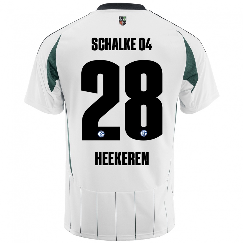 Kandiny Bambino Maglia Justin Heekeren #28 Bianco Verde Kit Gara Away 2024/25 Maglietta