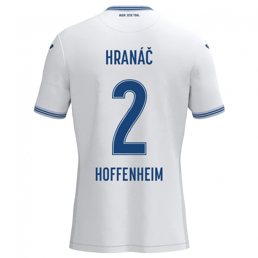 Kandiny Niño Camiseta Robin Hranac #2 Blanco Azul 2ª Equipación 2024/25 La Camisa