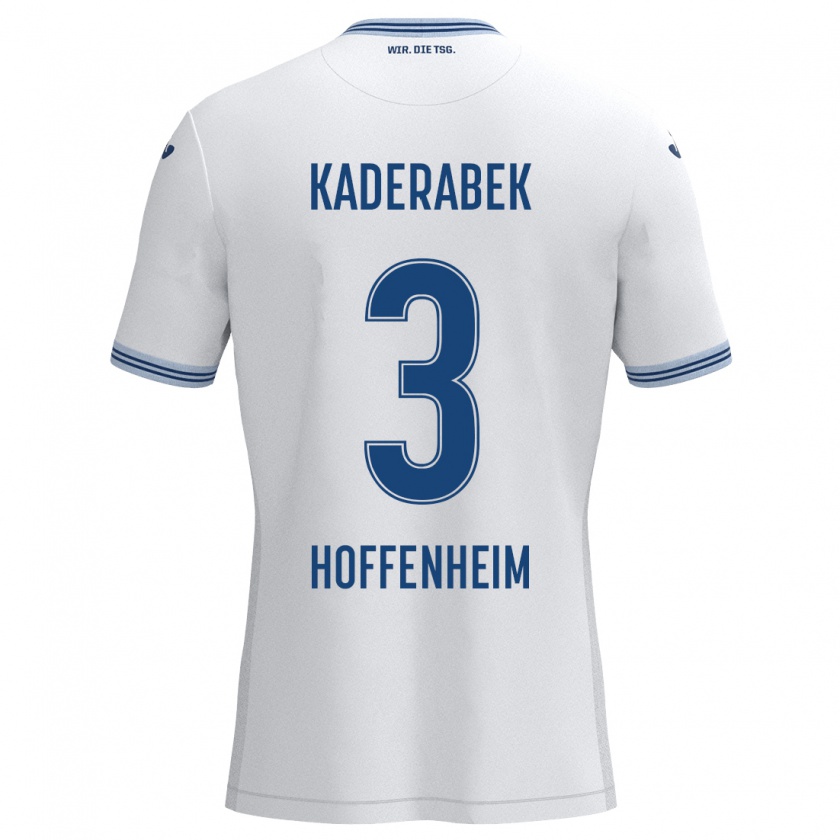 Kandiny Bambino Maglia Pavel Kaderabek #3 Bianco Blu Kit Gara Away 2024/25 Maglietta