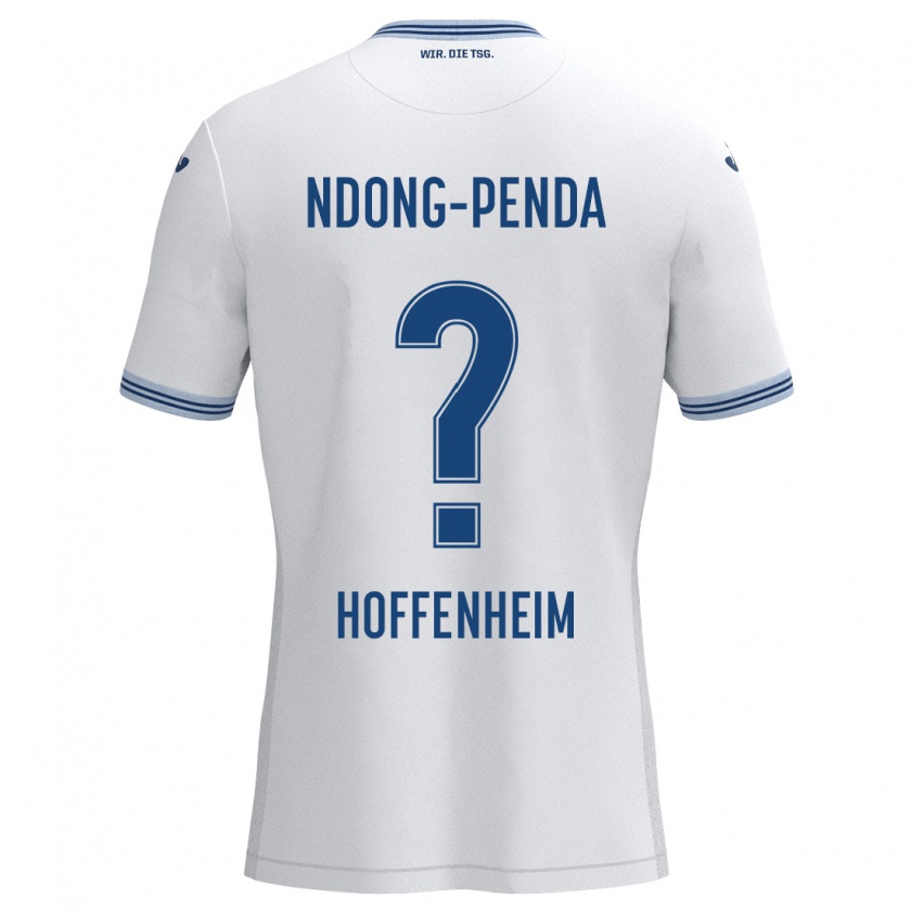 Kandiny Kinderen Maxime Ndong-Penda #0 Wit Blauw Uitshirt Uittenue 2024/25 T-Shirt