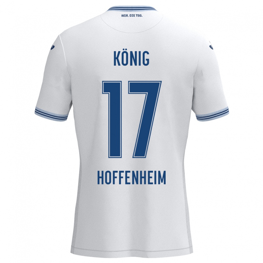 Kandiny Kinderen Noah König #17 Wit Blauw Uitshirt Uittenue 2024/25 T-Shirt