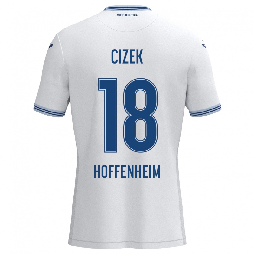 Kandiny Niño Camiseta Krystof Cizek #18 Blanco Azul 2ª Equipación 2024/25 La Camisa