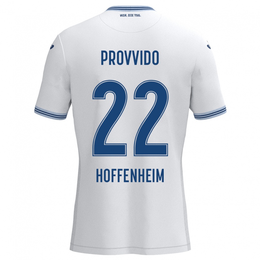 Kandiny Kinderen Luca Provvido #22 Wit Blauw Uitshirt Uittenue 2024/25 T-Shirt