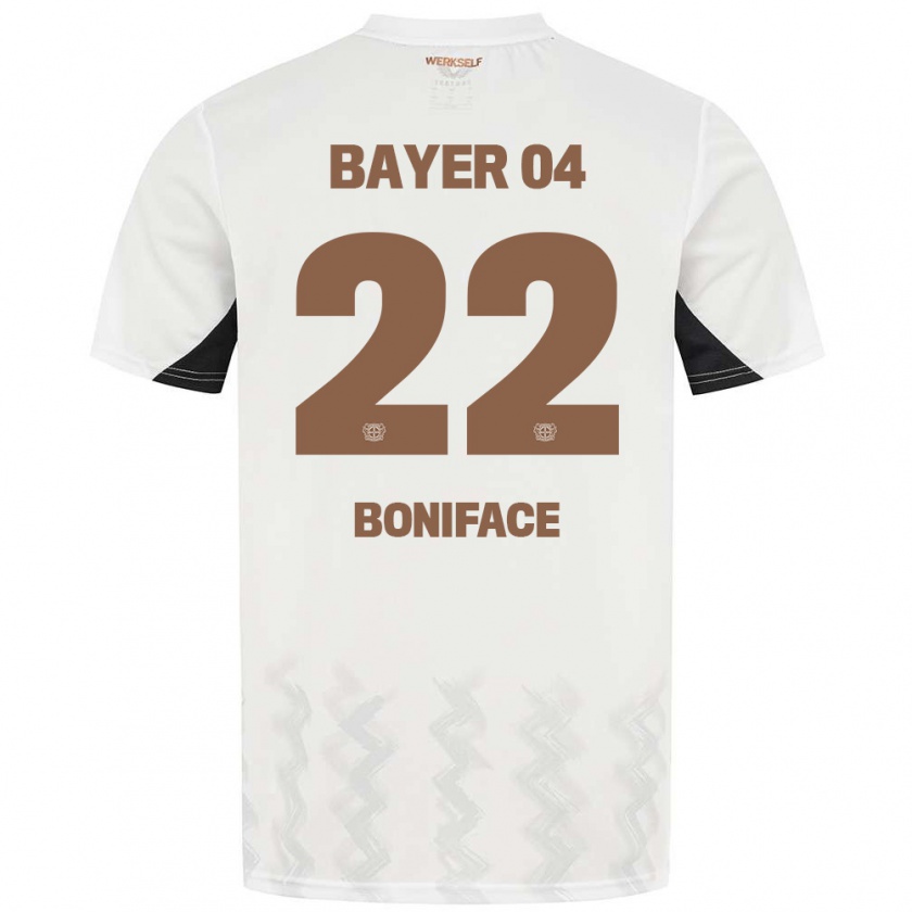 Kandiny Niño Camiseta Victor Boniface #22 Blanco Negro 2ª Equipación 2024/25 La Camisa