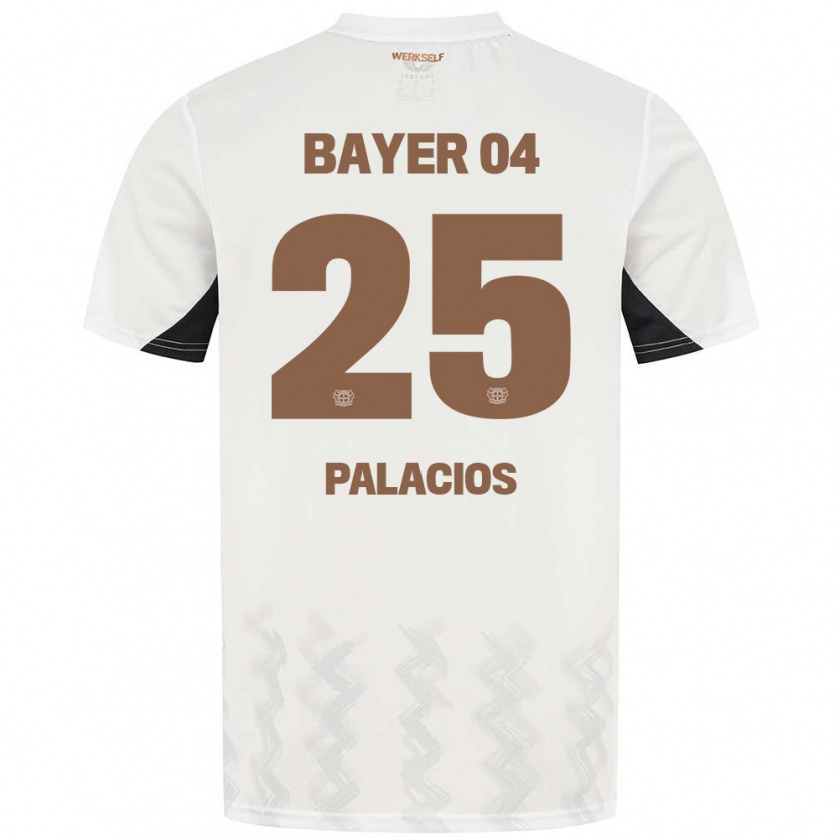 Kandiny Niño Camiseta Exequiel Palacios #25 Blanco Negro 2ª Equipación 2024/25 La Camisa