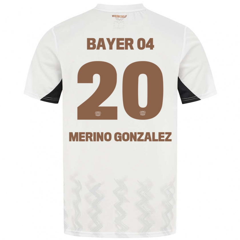 Kandiny Niño Camiseta Estrella Merino Gonzalez #20 Blanco Negro 2ª Equipación 2024/25 La Camisa