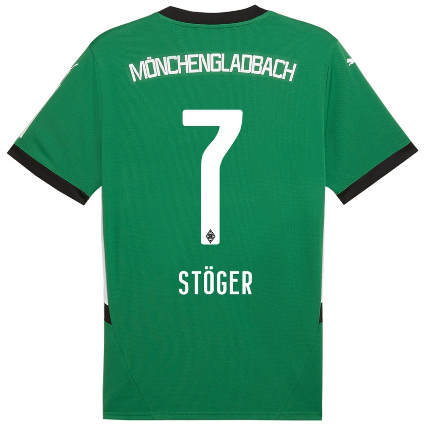 Kandiny Niño Camiseta Kevin Stöger #7 Verde Blanco 2ª Equipación 2024/25 La Camisa