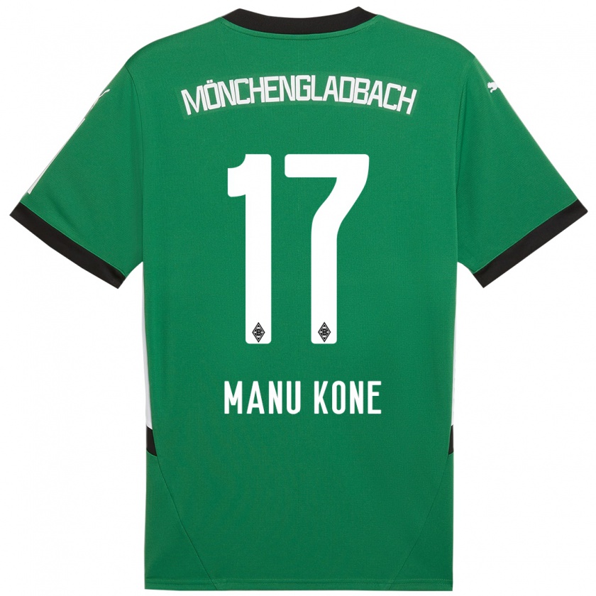 Kandiny Bambino Maglia Manu Koné #17 Verde Bianco Kit Gara Away 2024/25 Maglietta