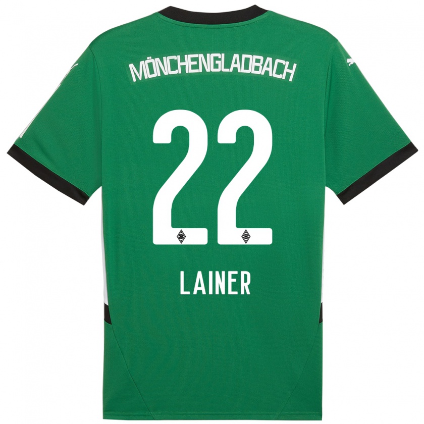 Kandiny Kinderen Stefan Lainer #22 Groen Wit Uitshirt Uittenue 2024/25 T-Shirt