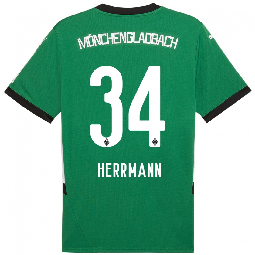 Kandiny Bambino Maglia Charles Herrmann #34 Verde Bianco Kit Gara Away 2024/25 Maglietta