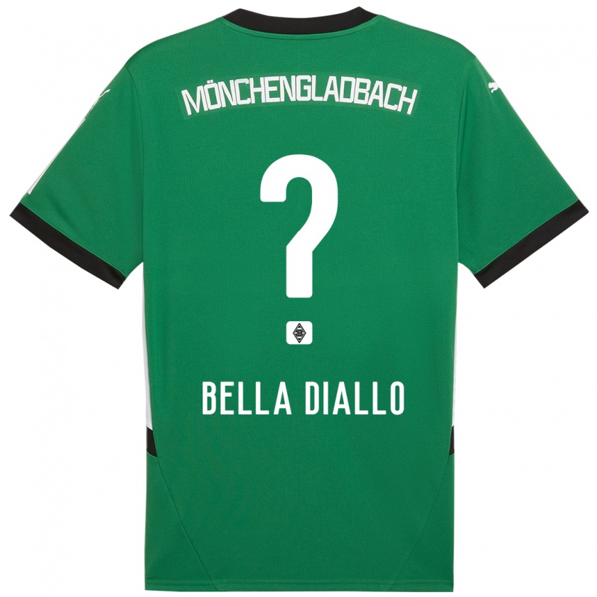 Kandiny Bambino Maglia Oumar Bella Diallo #0 Verde Bianco Kit Gara Away 2024/25 Maglietta