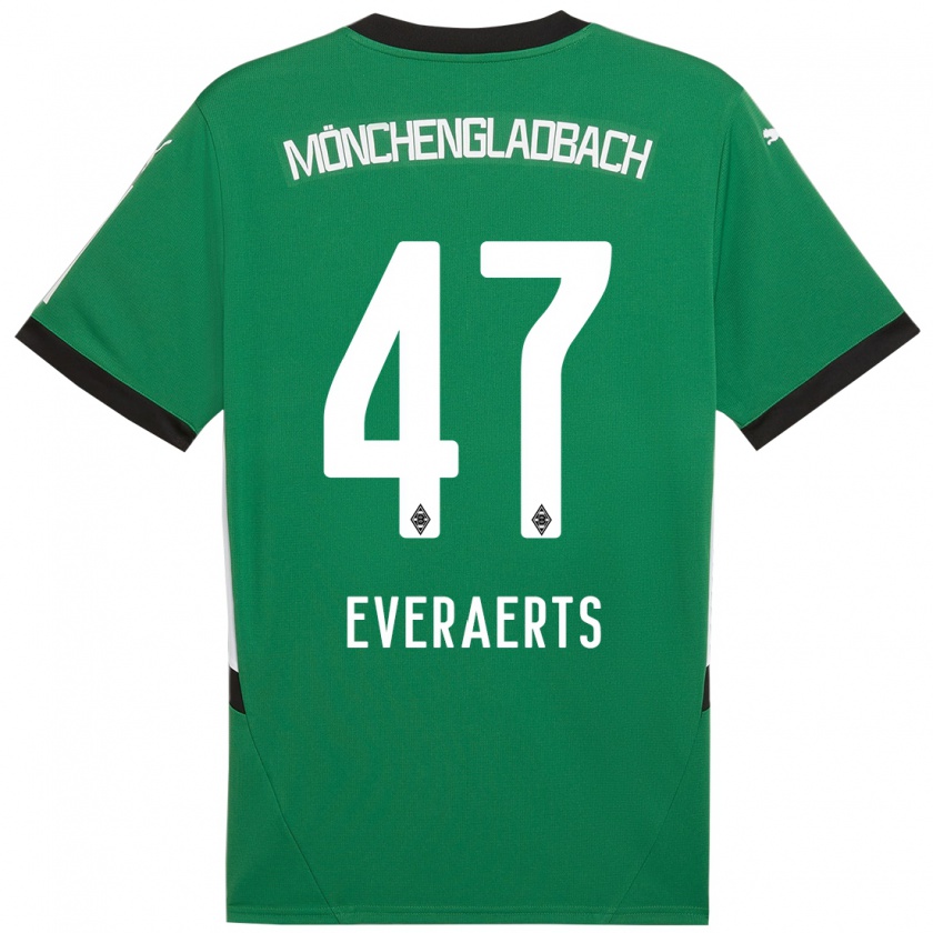 Kandiny Bambino Maglia Kim Everaerts #47 Verde Bianco Kit Gara Away 2024/25 Maglietta